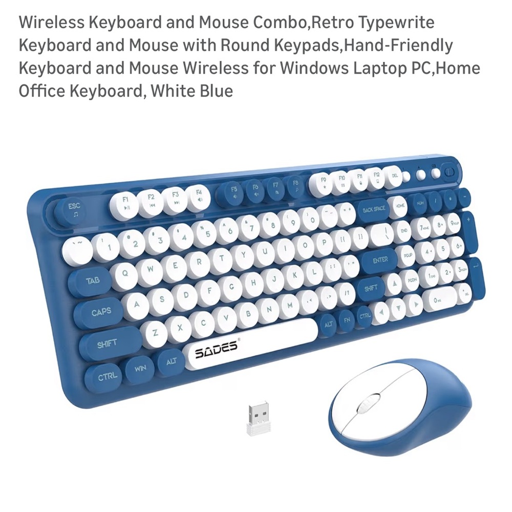 Blue and White Wireless Keyboard - Picture 4 of 4